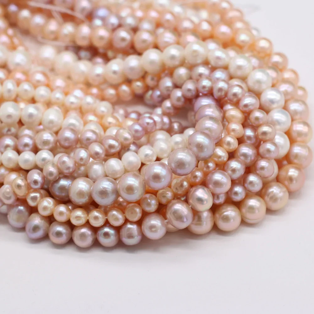 

5/6/7/8/9/10mm Natural Freshwater Real Pearl Bead Round Loose Spacer for Jewelry Making DIY Charm Bracelet Necklace Accessories