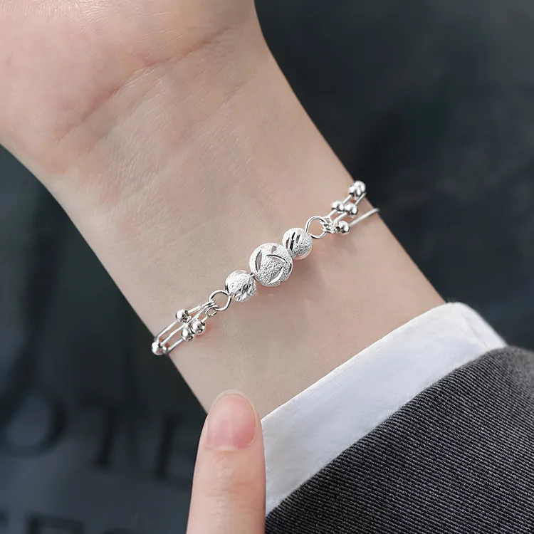 Fashion 925 Sterling Silver Chain Bracelets  For Women Retro Designer Lucky Beads Charm Bracelets Luxury  Party Wedding Jewelry