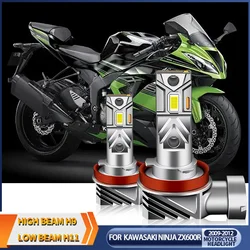 1Pcs 12V Motorcycle White H9 H11 LED High/Low Beam Headlight Bulbs 6500k For Kawasaki Ninja ZX6R ZX600R 2009-2012 Accessories