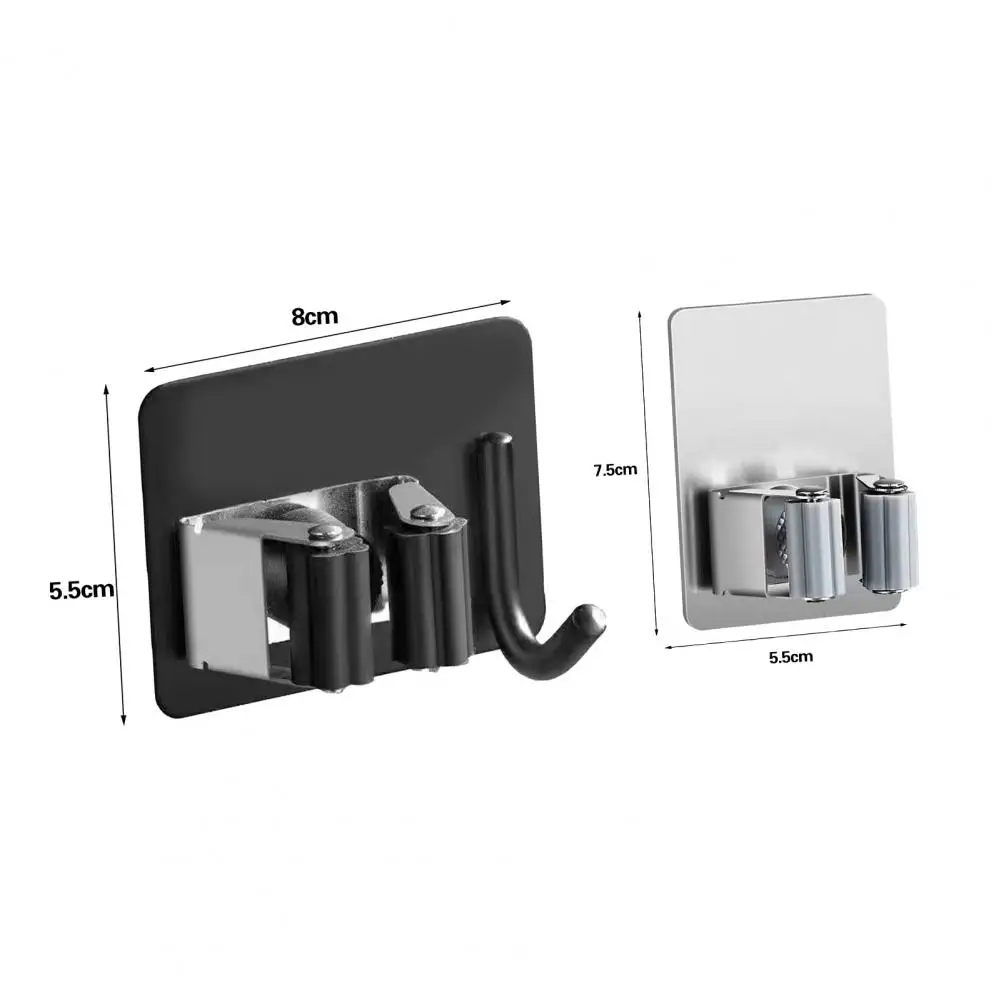 Mop Holder Punch Free Strong Bearing Easy Installation Stainless Steel Wall Mount Organizer Hook Kitchen Bathroom Accessories