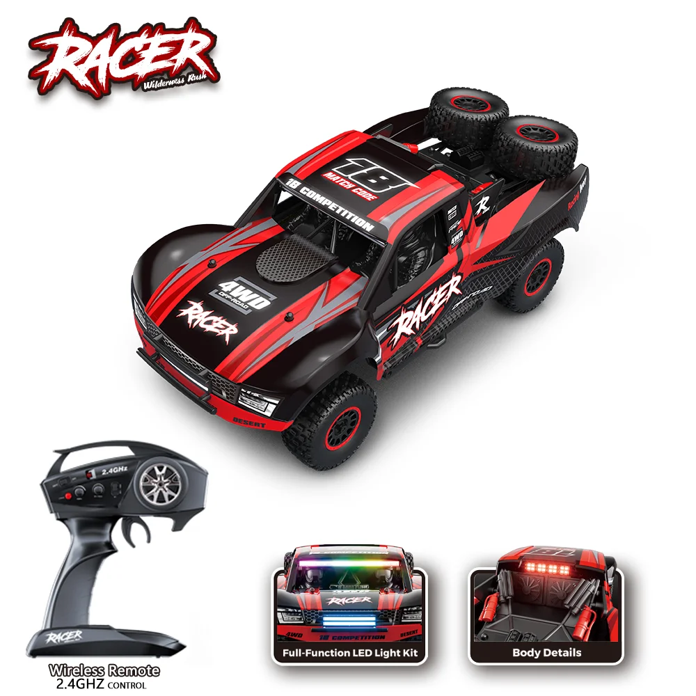 HB RC سيارة R1201 1/12 مقياس كامل 4WD بطاقة قصيرة بدون فرش مع مصباح ليد 45 km/ساعة شاحنة قصيرة لعبة الصبي RC نموذج لهدايا الأطفال