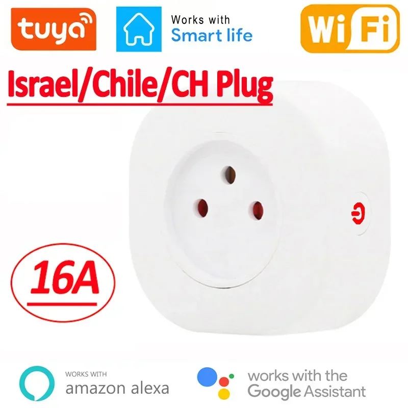 WiFi Smart Plug 16A Israel/Italy/Chile/Switzerland Plug Power Socket Outlet Tuya APP For Alexa Google Home Voice Control Timing