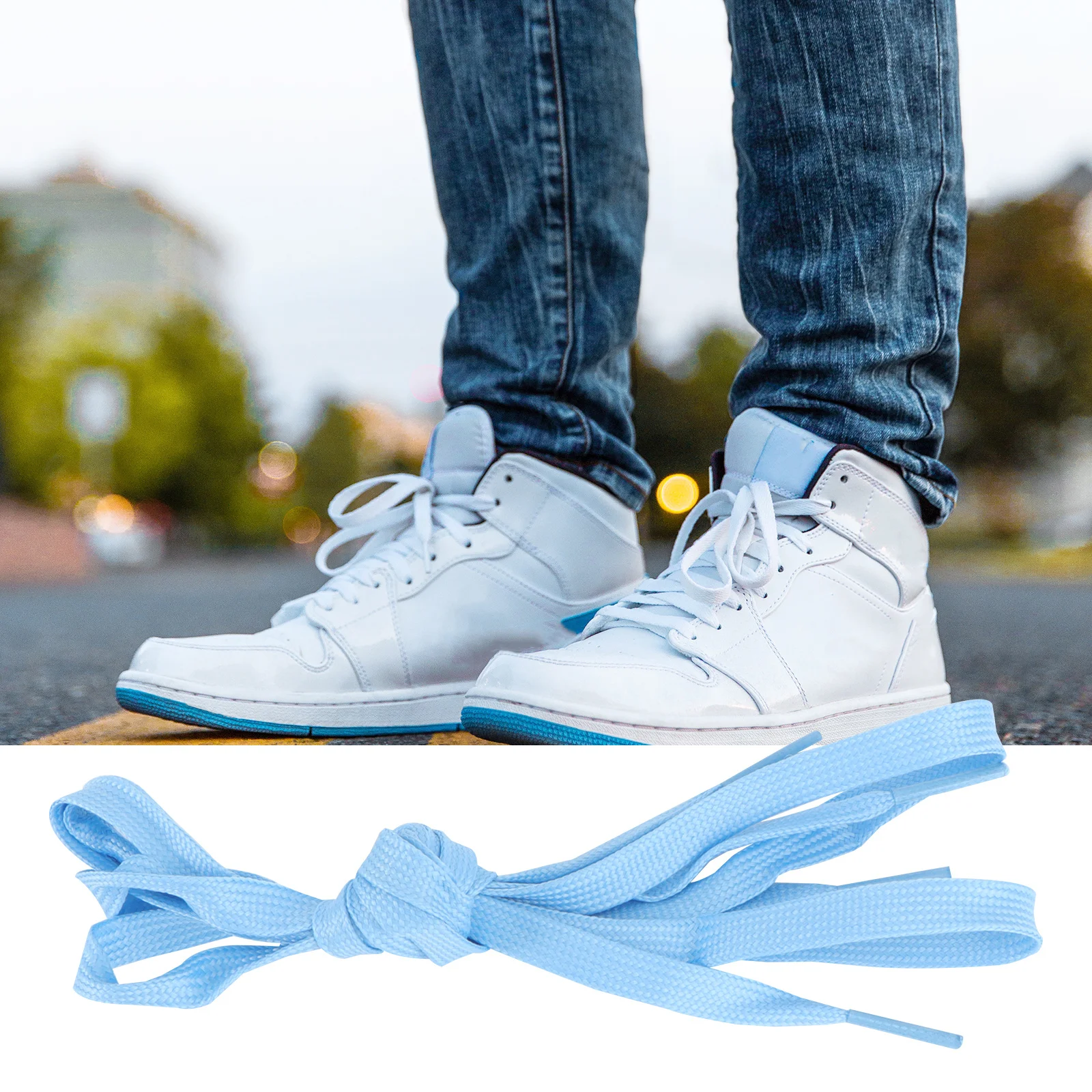 

Fluorescent Shoelaces Glow In The Dark Luminous Shoe Laces For Sneakers Sports Shoes Flat Athletic Replacement Sky Blue