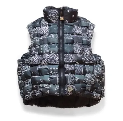 2024 KAPITAL Nylon tessuto fiore di anacardi collo alto cerniera giù cotone cappotto gilet WT19