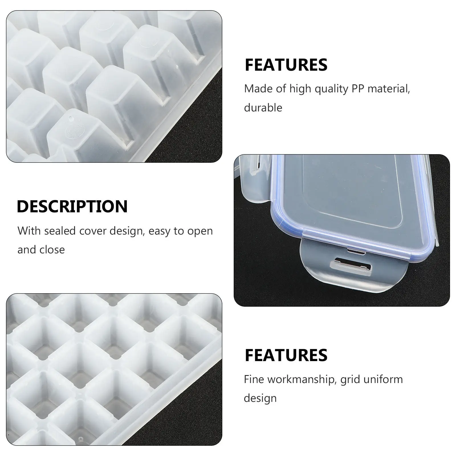 2Pcs Ice Cube Tray Mold with Storage Container Box Space Optimizing Odor Free Ice Making Mold for Freezer Fresh Food Storage