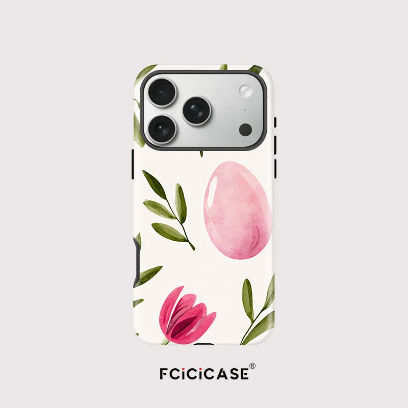 

Painting Floral Pink Tulip Phone Case for iPhone 17 16 15 14 13 12 11 Pro Max Air Plus Luxury Double-layer Back Cover