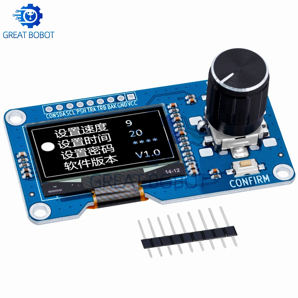 BS 0.96/1.3 inch white oled display screen combined with EC11 rotary encoder module IIC interface for arduino