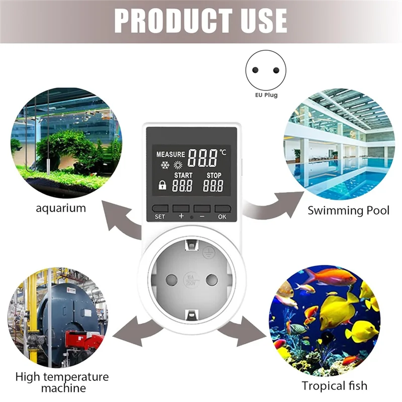 

ABRU-розетка термостата, цифровое время нагрева и охлаждения с кабелем с водонепроницаемой головкой, розетка с ЖК-экраном, зонд европейского стандарта
