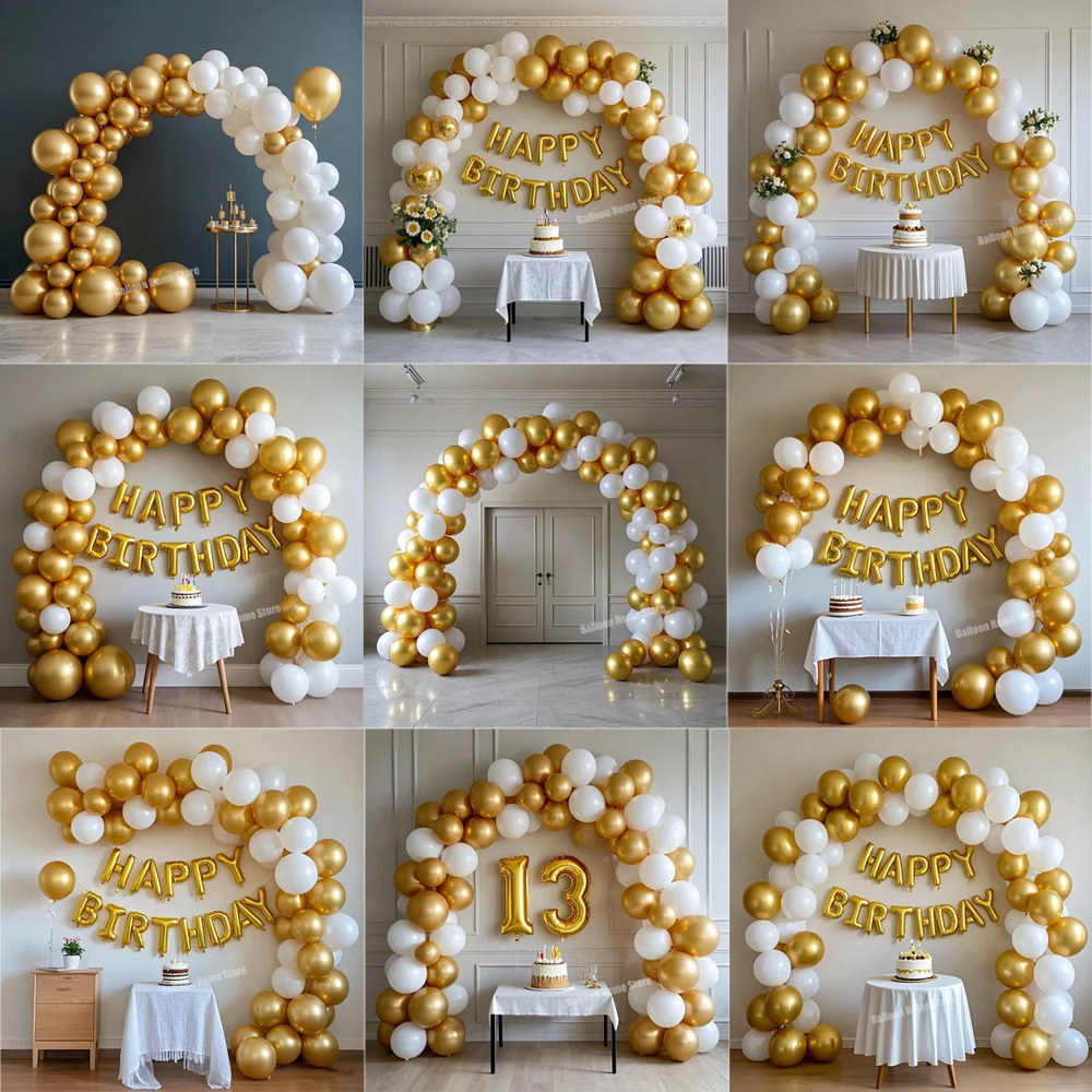 

10/12 Inch High-Quality White Gold Balloon Combination Wedding Birthday Fashionable Minimalist Balloons Create Stunning Party