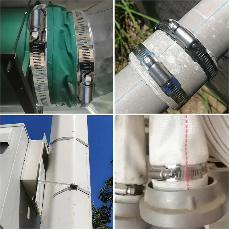 Hose Clamps 20FT Metal Strap+20 Fasteners DIY Cut-To-Fit Stainless Steel Band Clamps Adjustable Large Worm Durable Easy Install