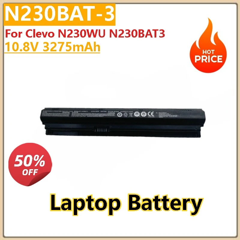

100% New High Quality 10.8V 3275mAh Replacement Laptop Battery N230BAT-3 For Clevo N230WU N230BAT3