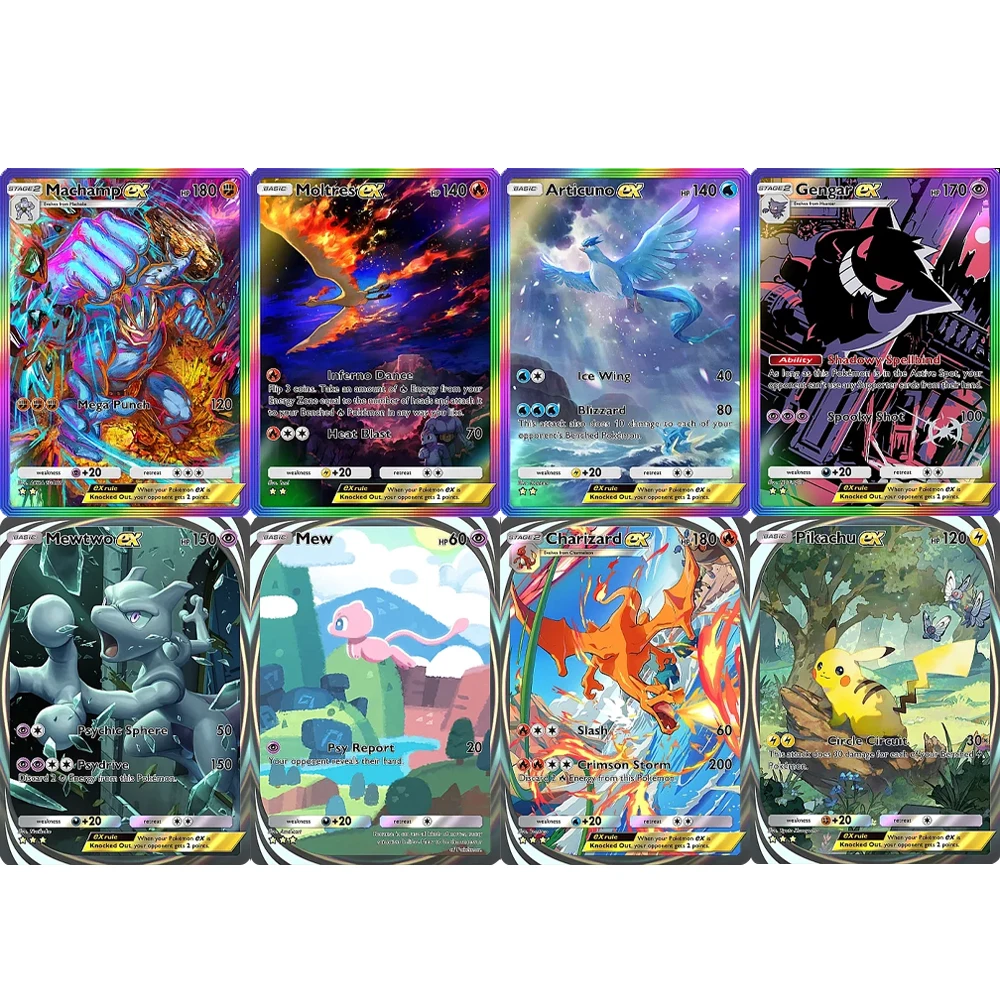 

8Pcs/set Diy Pokemon TCG Pocket Genetic Apex (A1) Card Mewtwo Mew Charizard Gengar Articuno Game Collectible Card Gift