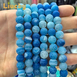 Handmade Frost Cracked Crab Lake Blue Agates For Jewelry Making DIY Subcultures Bracelets decoration Crafts 15