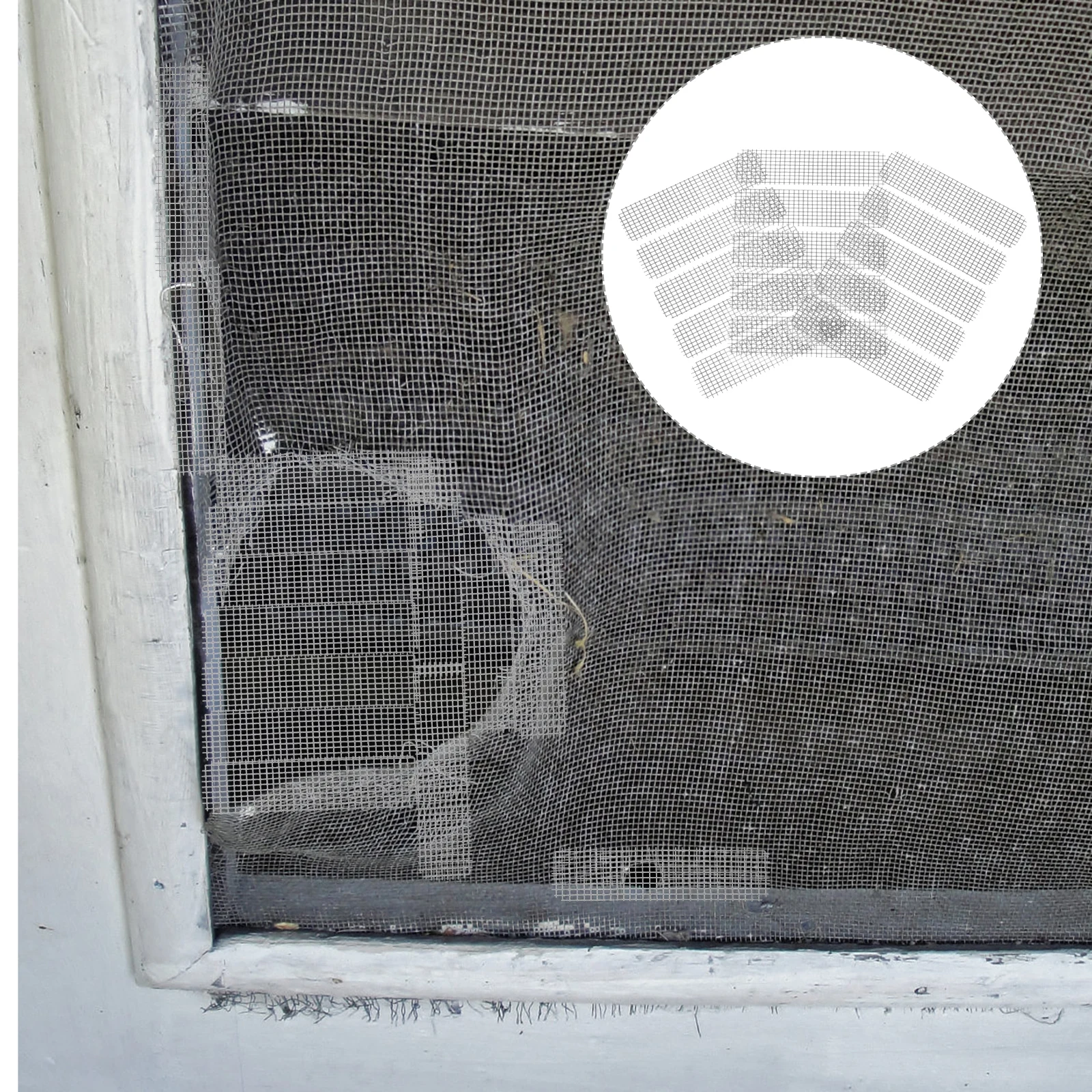 

25Pcs Window Screen Repair Tape PVC Material Strong Adhesive Insect Proof Free Cutting Mesh Density Air Permeability