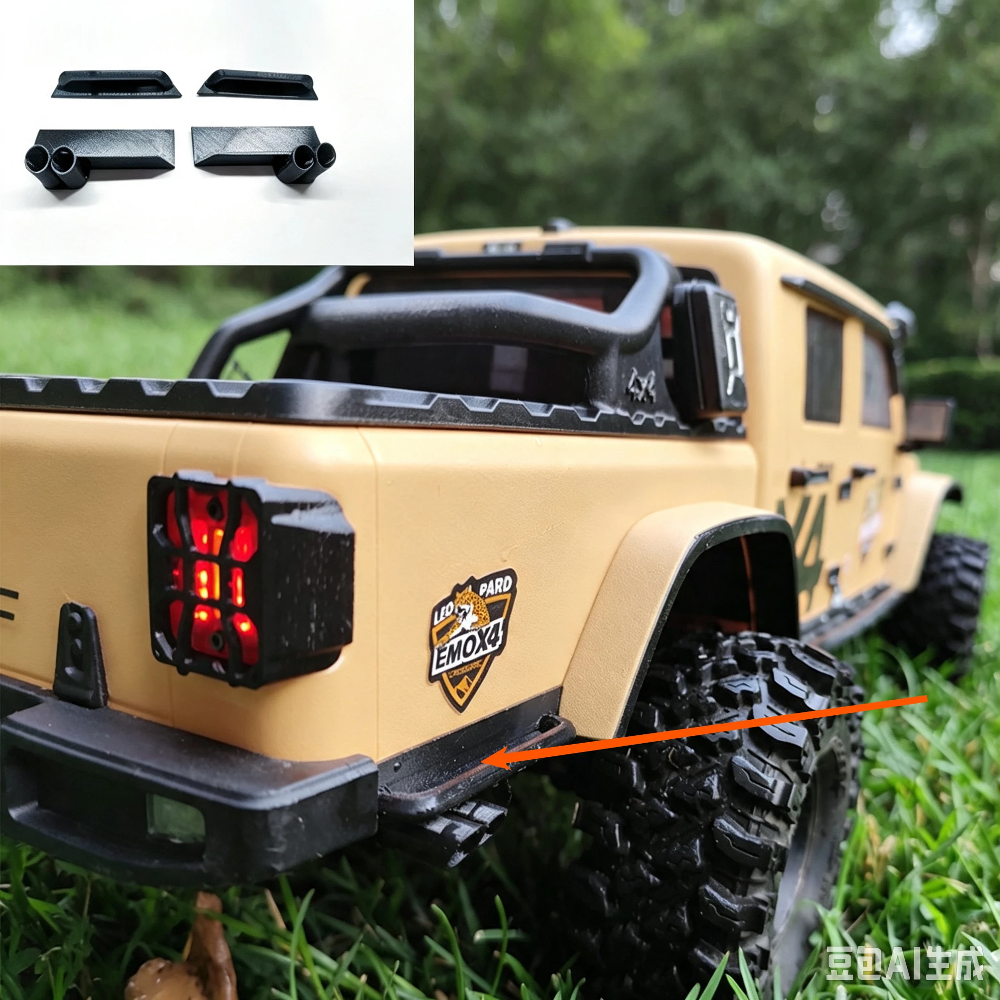 RC Crawler Upgrade Parts Exhaust Pipe Rear Cargo Side Bar Customized For Crossrc Big Leopard 1/10 RC Offroad Car Decor Accessory