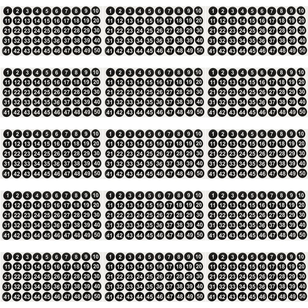 

15 Sheets Stickers Numbers Tag Paper Office Numbered Coated Classification Digital Label Small