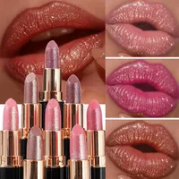 6 Colors Glitter Lipstick Waterproof Lasting Diamond Pearlescent Metallic Lipstick Pink Red Lip Gloss Women Lips Makeup Cosmetic