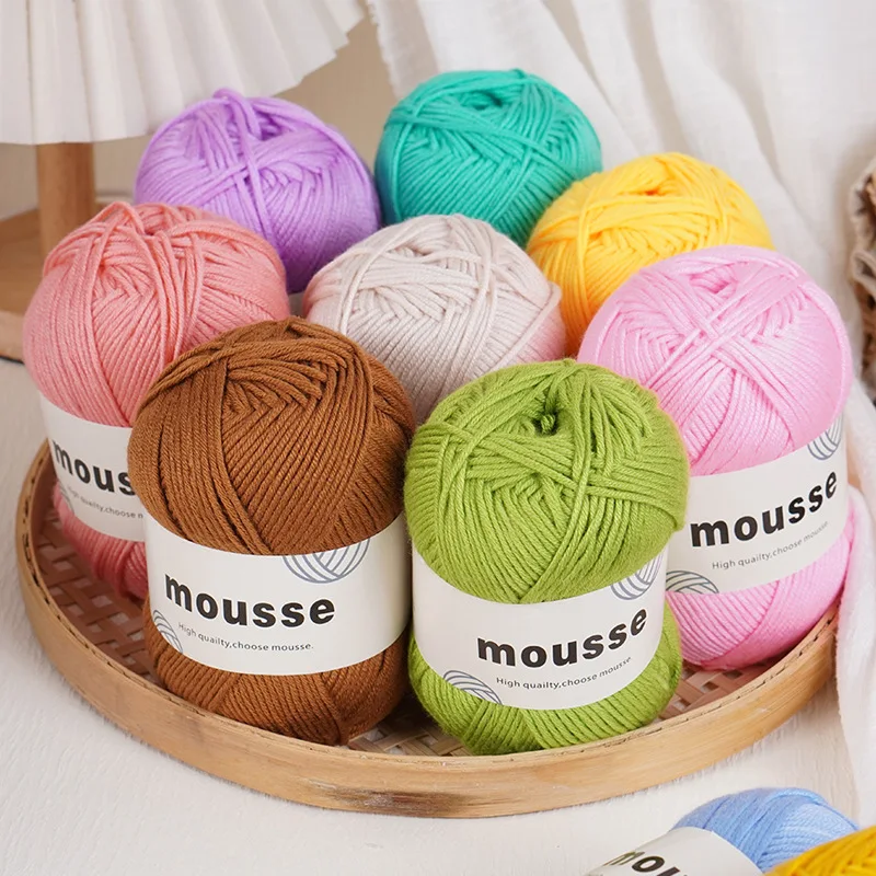50g Ball Of 100% Cotton Medium-weight Yarn For Knitting Sweaters Hats Scarves Crochet DIY Projects Flower-patterned Blankets