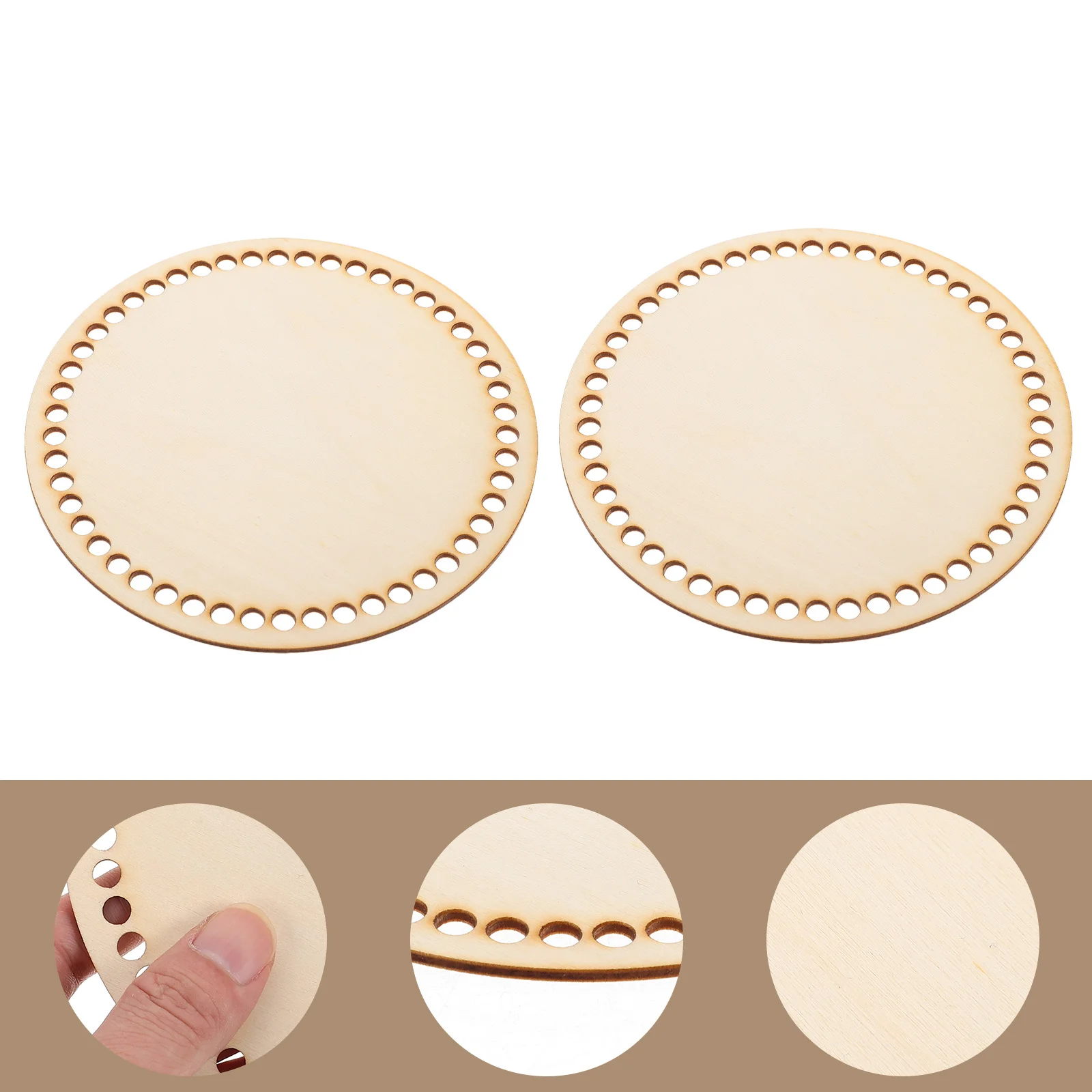 

2Pcs Wooden Basket Bottom Round Solid Wood Base Knitting Crochet DIY Material for Bag Bottom Shaper Handbag Crossbody Bucket