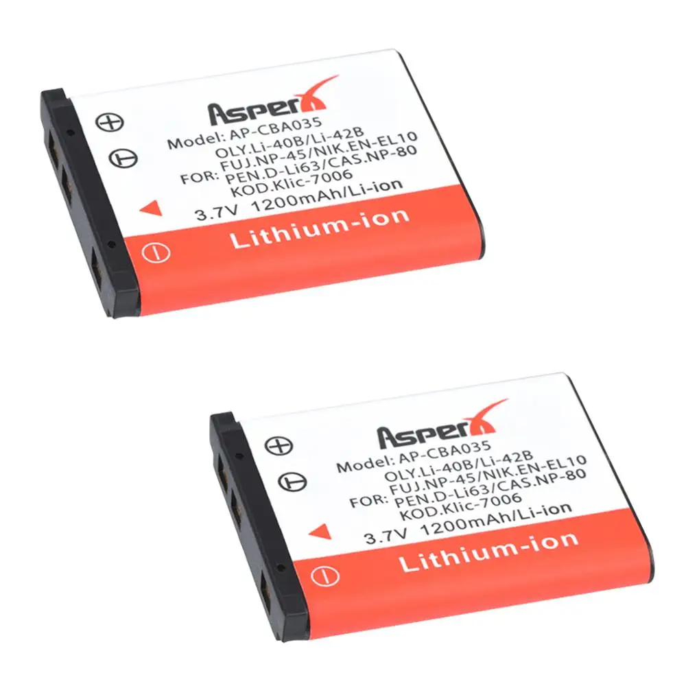 AsperX-Batería de iones de litio Li-42B Li40B Li42B, cámara para Fuji np 45, Olympus fe190, Fujifilm Li-40B