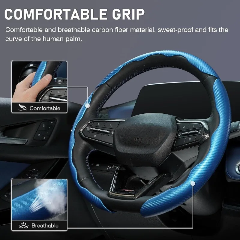 Car Carbon Fiber Steering Wheel Cover Buckle Segmented Anti Slip Steering Wheel Protector Butterfly Wing  Auto Accessory Sleeve