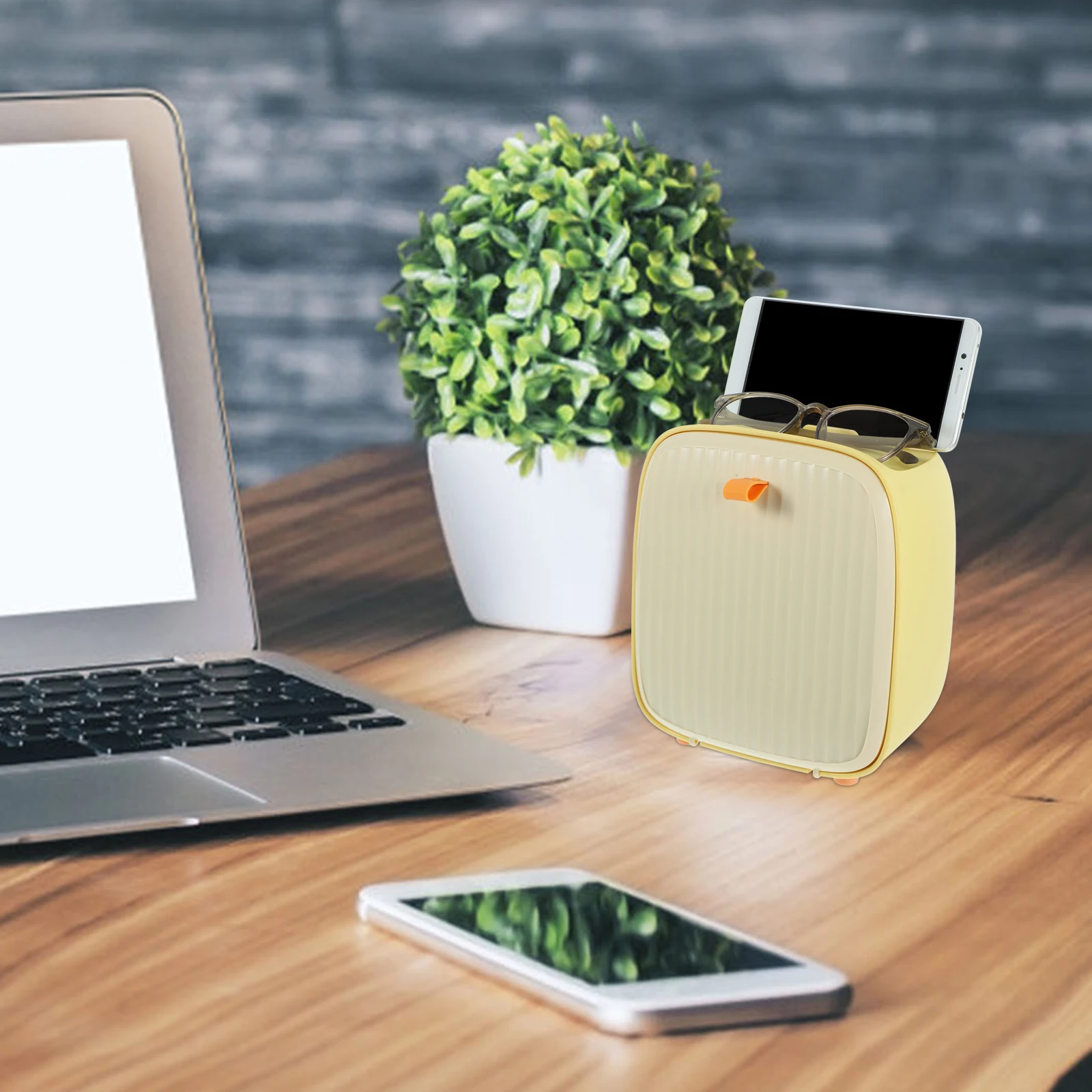 

Mini Trash Can Desktop Garbage Container Small Yellow Rubbish Bin Office Bathroom Waste Basket Compact Space Saving Design Easy