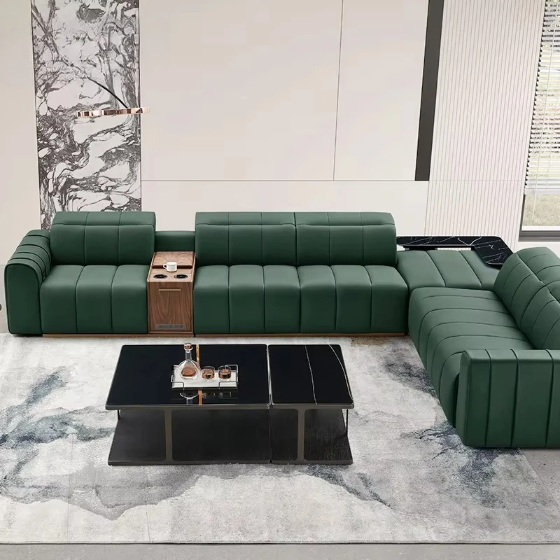 Hot Sale Modern Electric Sofa Set Genuine Leather Multi-Functional Recliner Feature Metal Corner Combination