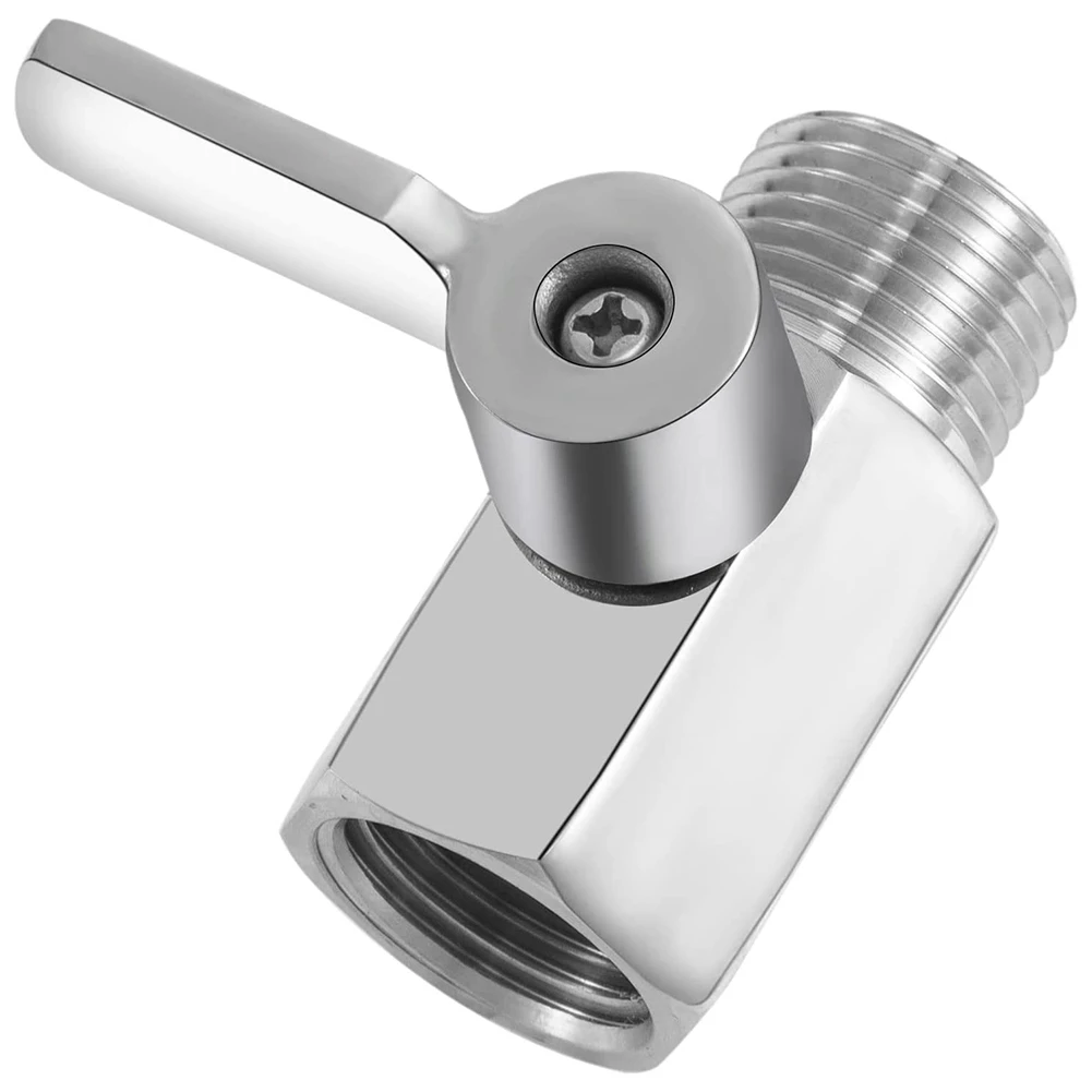 Válvula de cierre de ducha, mini válvula de bola de acero inoxidable 304, rosca NPT (1/2 pulgada macho x 1/2 pulgada hembra), 1 paquete