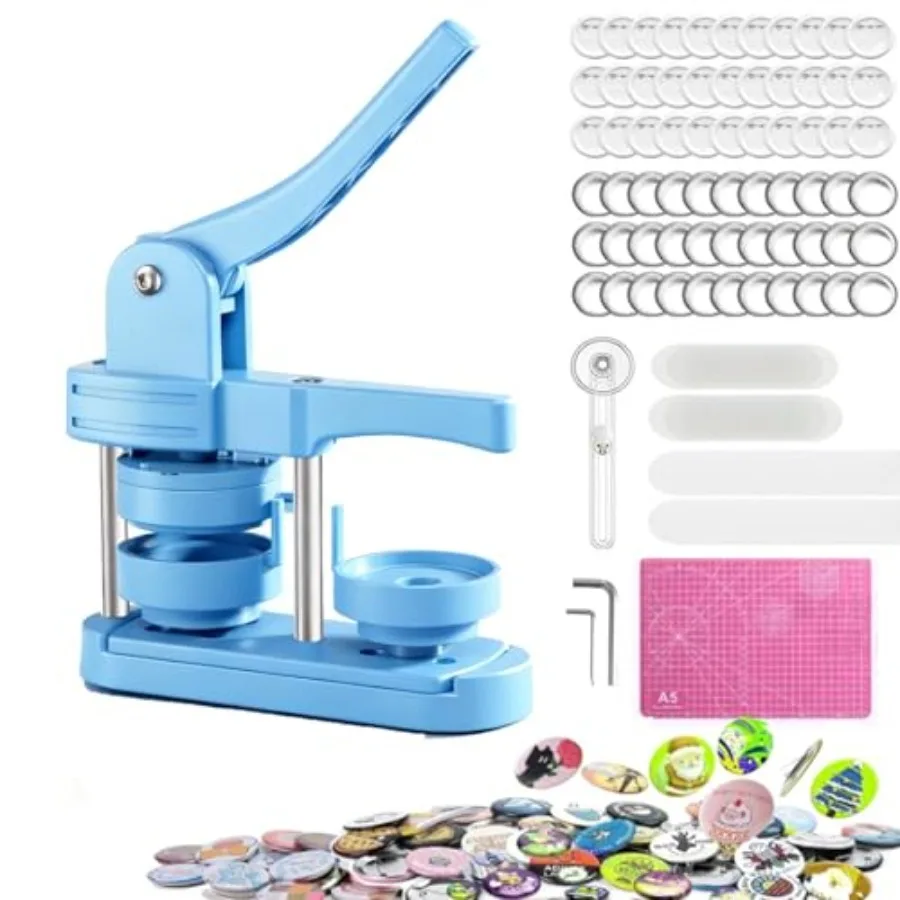 

Button Maker Machine Kit 58mm 2.25in DIY Pin Badge Press with 100 Buttons Custom Pin Maker for Crafts Parties and Gifts
