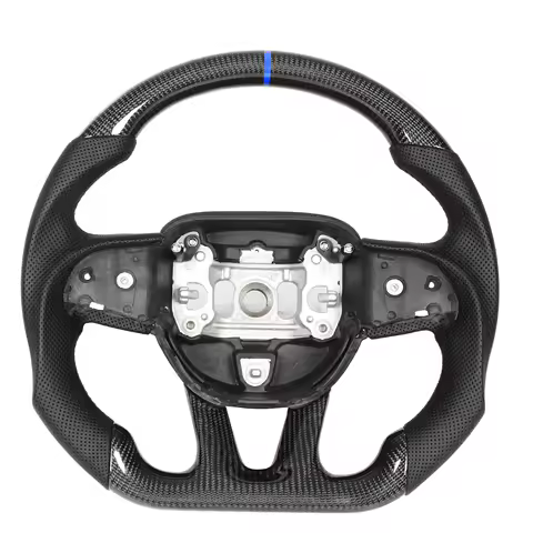 Carbon Fiber Steering Wheel Perforated Leather Replacement for Dodge Challenger Charger SRT HELLCAT 2015‑2022