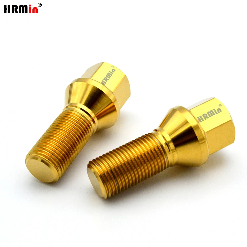 HRMin High quality M12*1.5*28-45mm Gr.5 titanium Conical seat wheel hub bolt titanium bolt lug bolt for BMW Lotus racing car