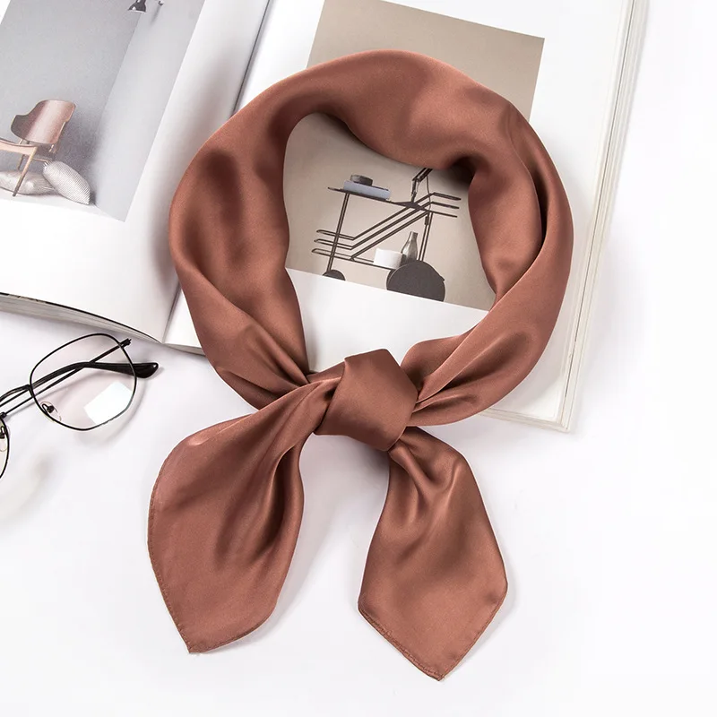 70*70cm Satin Scarf For Women Solid Color White Black Head Scarves Korean Fashion Office Accessories For Ladies Scarf Wholesale