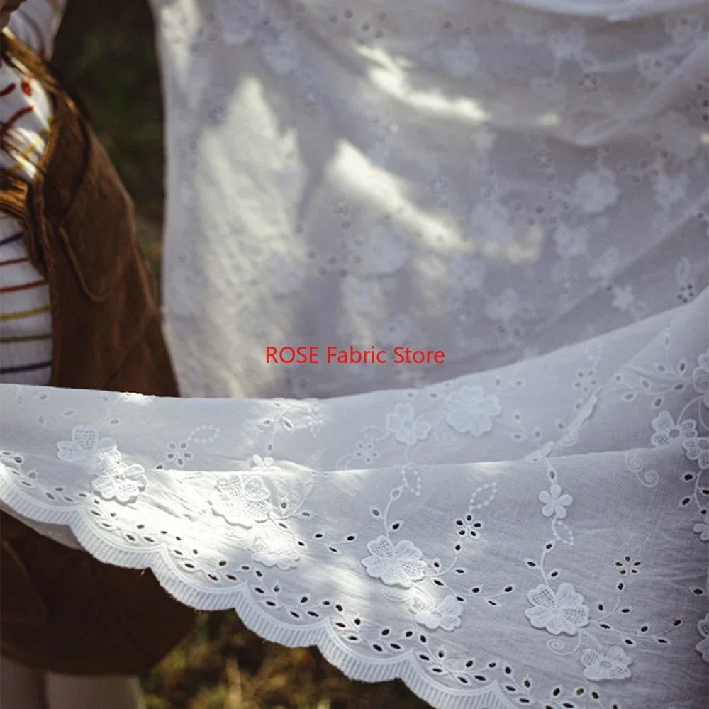 

Lucky Clover Flower Hollow Embroidered Cotton Fabric For Skirt, Bridal Dress, Summer Dress, Curtains