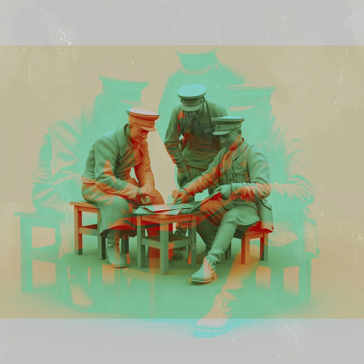 

Комплект неокрашенной модели из смолы 1/35, собрание генералов и командиров Красной Армии (3 человека) в разобранном и неокрашенном виде GK, (1612+1614)R