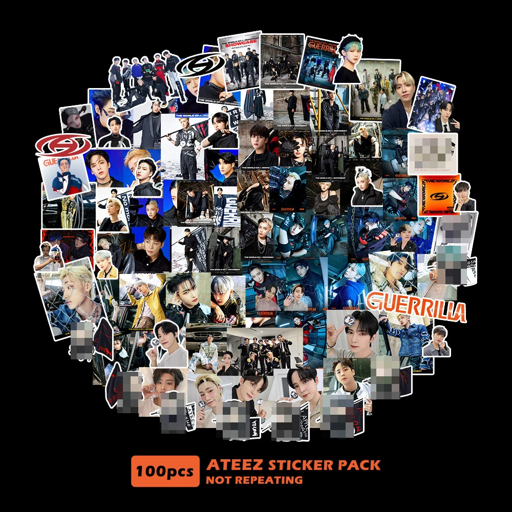 100Pcs/Set Kpop Idol  Sticker ATEEZ MOVEMENT Decorate Sticker Fans Gift