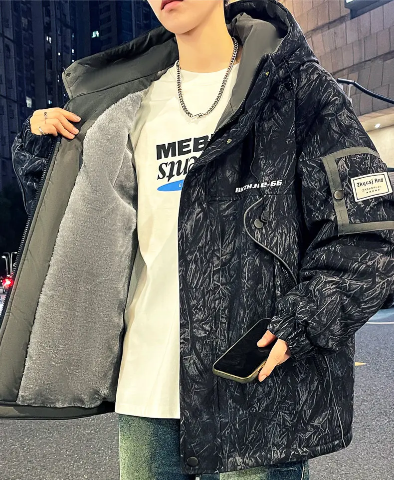 Mode 2026 Herbst Winter Herren Verdickte Kapuzen-Fleecejacke Jugendliche Streetwear Freizeit Warme Plüschjacke Winddichte Oberbekleidung – Detail 2