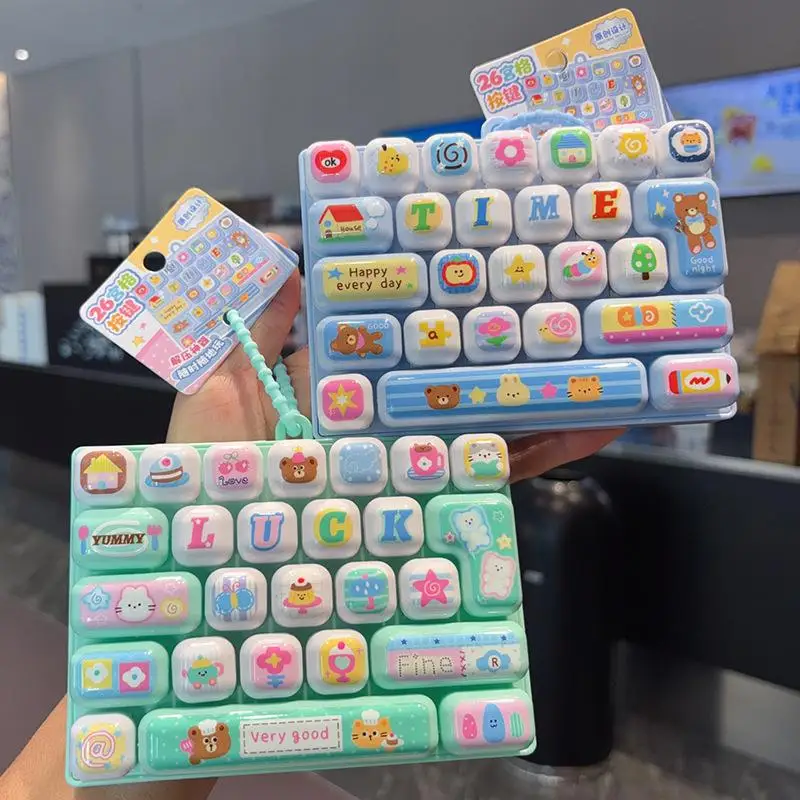 26 Key Simulated Keyboard Cartoon Patterns Stress Relief Release Pendant Decoration Backpack Pendant Gift