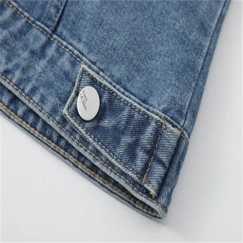 Single Breasted Women Denim Jacket Vest Short Outerwear Large size Sleeveless Slim Hole Jeans Jacket Waistcoats Casual Tops 3XL