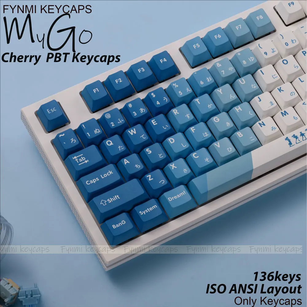 New MYGO ISO ANSI Layout Cherry PBT Keycaps 136 keys Dye-Sublimation 5 Face keycaps