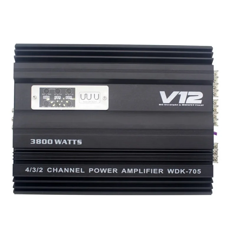 

AM-12V 3800W High Power Amplifier High Power Dual Bass Output Cart 4 Channel Audio Speaker