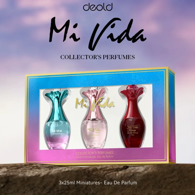 

Женский парфюмерный набор 3 х 25 мл, стойкая парфюмерная вода с цветочным фруктовым рисунком, 75 мл, всего элегантный свежий сладкий романтический аромат, подарок