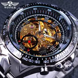 Vendita calda Winner Watch Men Skeleton Watches Casual Sport Full Steel Automatic self-wind Menchanical orologi da polso da uomo Reloj Hombre