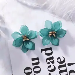 RetroGem Jewelry Hyperbole Large Flower Earrings for Women Acrylic Big White Orange Blue Flower Holiday Earrings Girls Gift