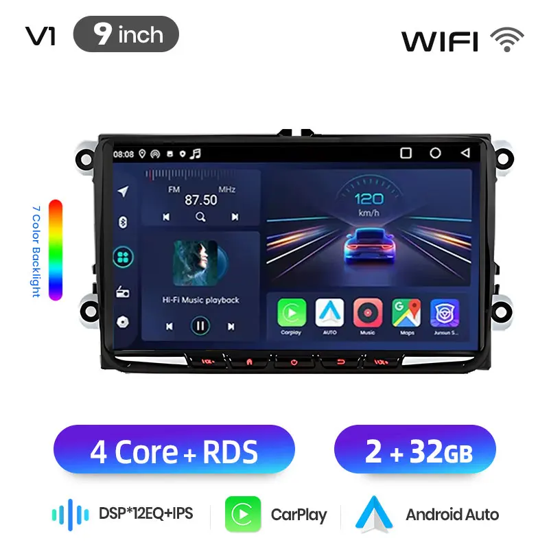 Junsun Android autoradio 7" 9" voor VW Volkswagen Skoda Octavia Golf 5 6 Touran Passat B6 Polo Jetta CarPlay Auto Stereo RDS DSP