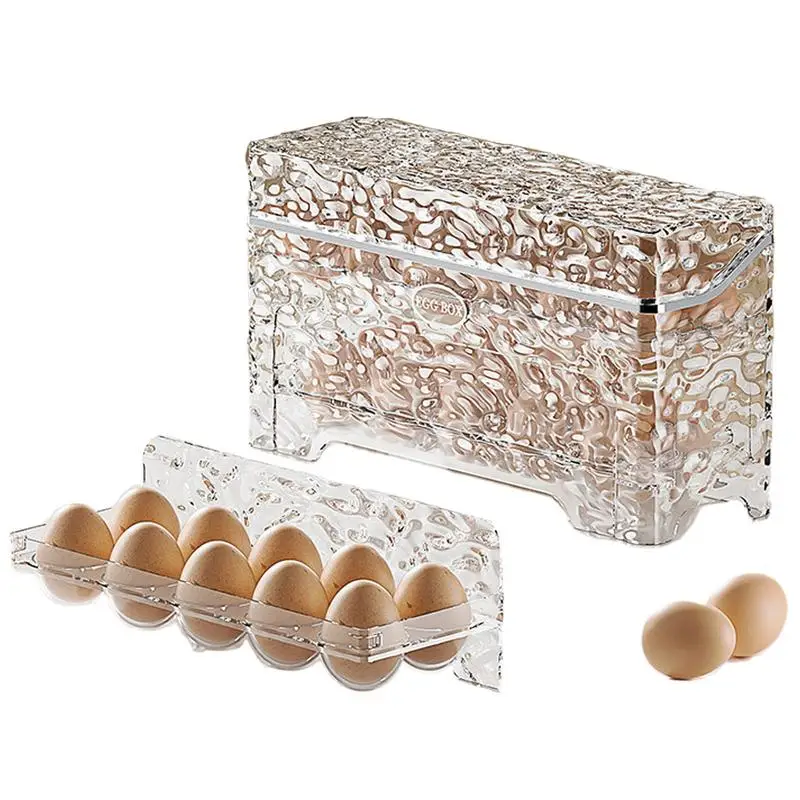 

Лоток для яиц для холодильника, двухслойный органайзер для яиц для хранения в холодильнике, органайзер для хранения, коробка с крышкой, прозрачная стойка, большая