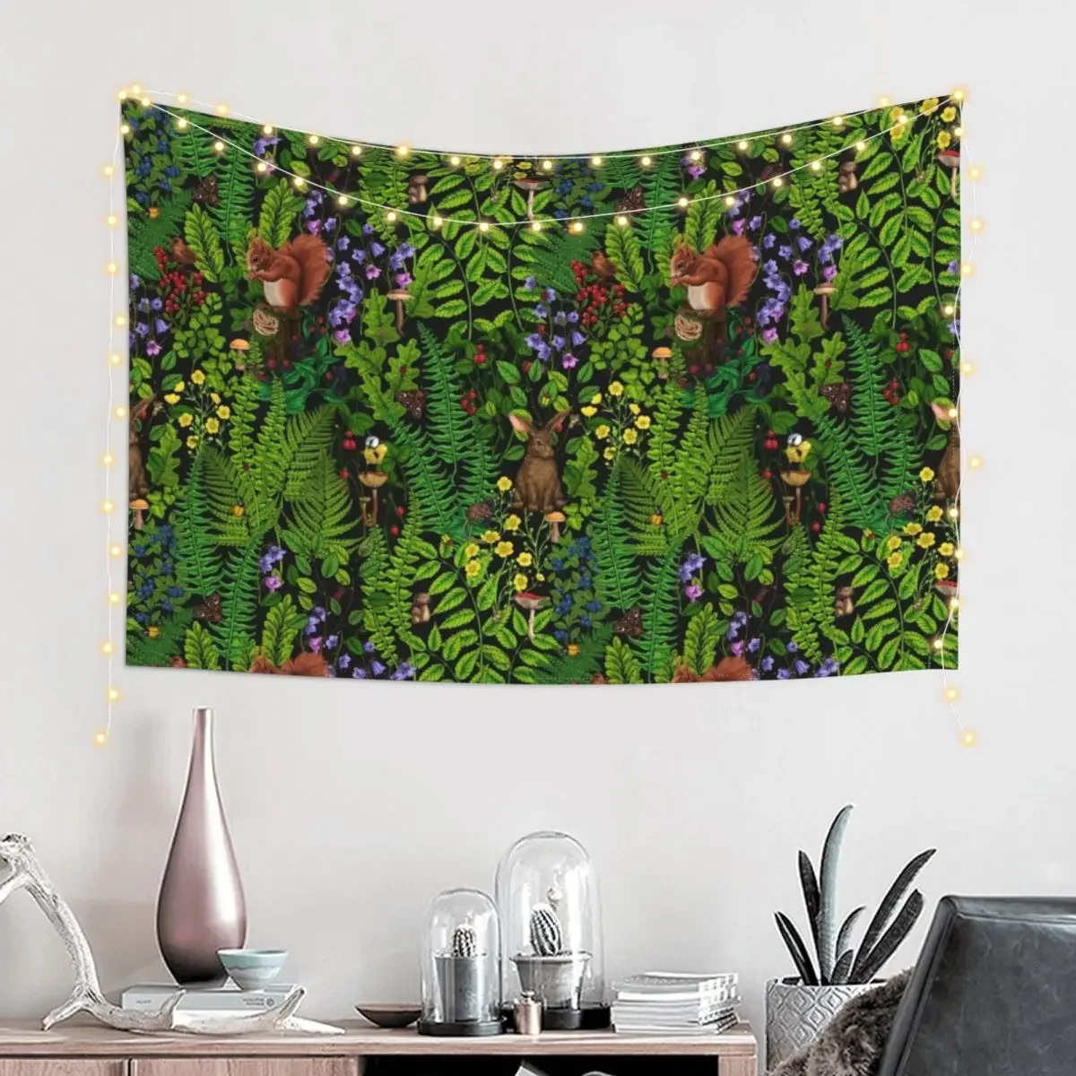 Forest life- squirrel, bird and rabbit Tapestry Wall Deco Nordic Home Decor Decorative Wall Mural Tapestry