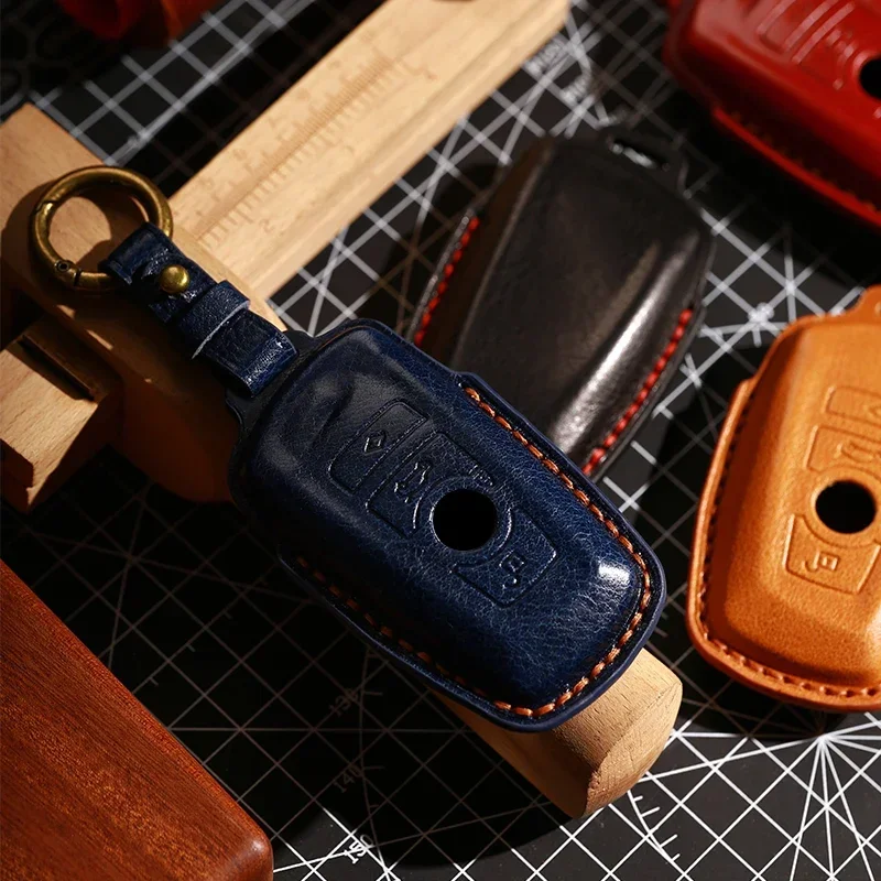 Leather Car Key Case Cover Fob Protector Keychain Accessories for BMW Series 3 F20 F30 F10 F22 F01 X3 X4 X5 X6 Keyring Holder
