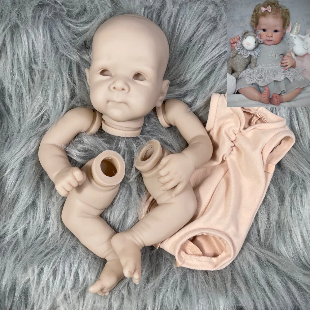 19 inch Vinyl Reborn Doll Kit Bettie Lifelike Fresh Color Unfinished Unpainted Blank Doll Kit with cloth Body and Eyes