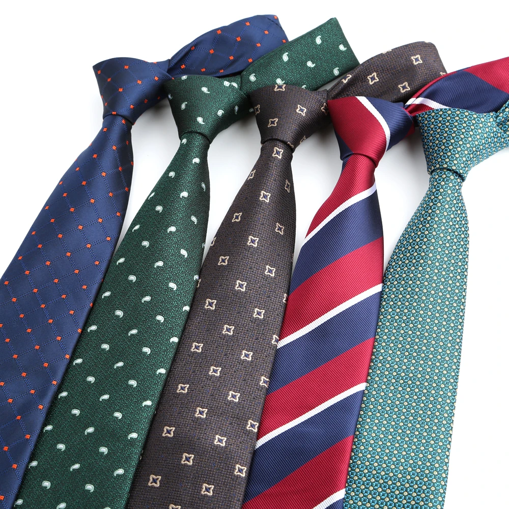 Großhandel 8cm Herren Krawatte klassische Krawatten für Mann Hochzeit Business Party Polyester Punkte Streifen Blumen Jacquard Ascot Zubehör