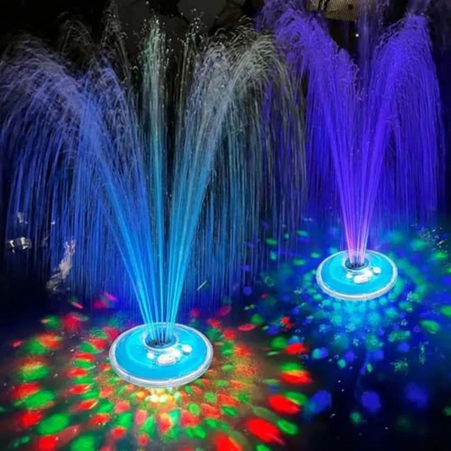 Floating Water Fountain with Underwater Lights, Powered Pump Outdoor, 2 Modes Sprinkler Waterfall Fountain for Inground Above G